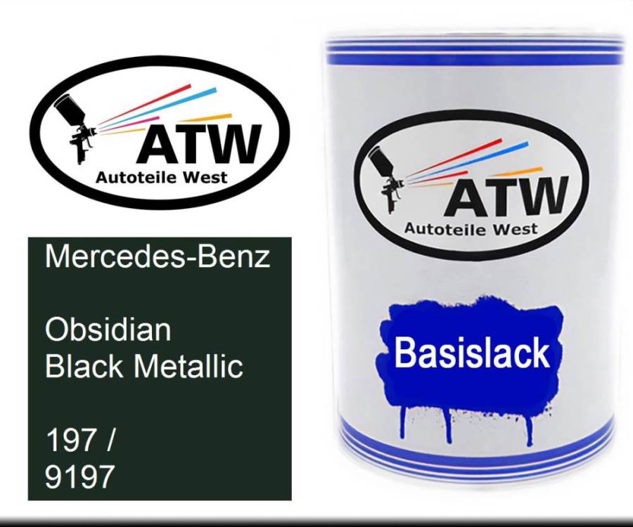 Mercedes-Benz, Obsidian Black Metallic, 197 / 9197: 500ml Lackdose, von ATW Autoteile West.